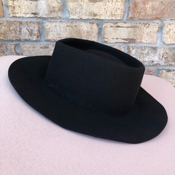 Charlie 1 Horse Made in Usa WPL 5923 100% Wool Western Boho Black Hat 7 1/4 - Picture 2 of 13
